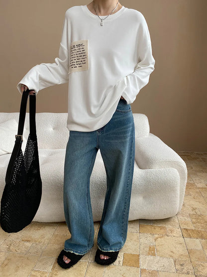 Women Retro High Waist Straight Leg Jeans