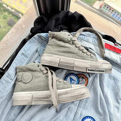 Casual canvas men's shoes Trendy and versatile designer styles Fashion Party Personalized shoes for young people Thick soled
