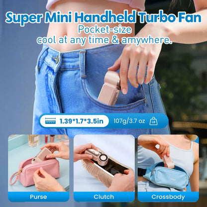 Mini Handheld Fan 3600mAh High-Speed Portable Turbo Pocket Fan for Outdoor Travel