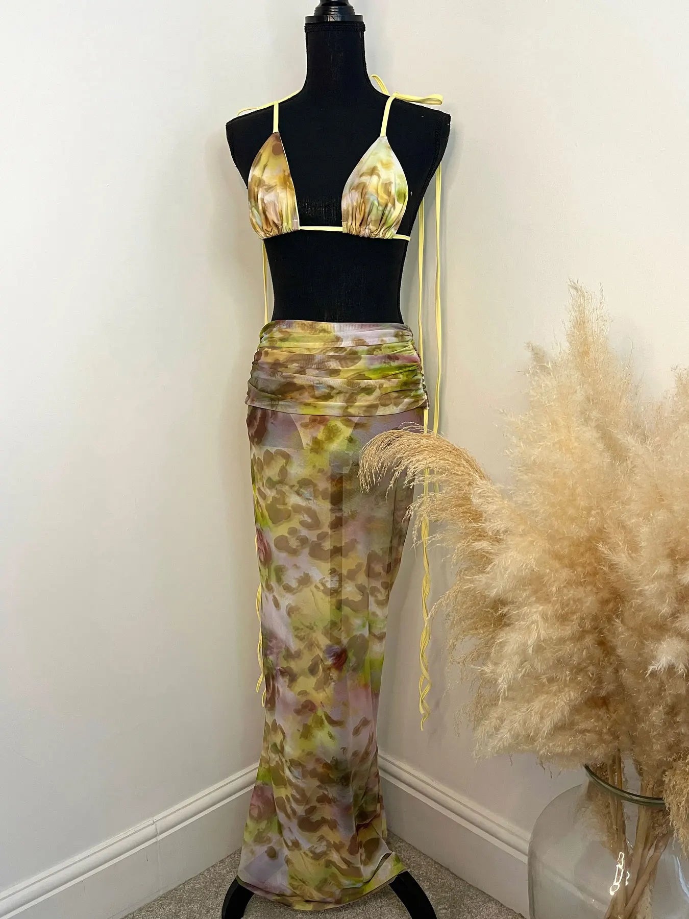 Print 3 Pcs Bikini Swimsuit with Skirt Swimwear Women Brazilian Bikini Bathing Suit A Line Skirt Summer Female
