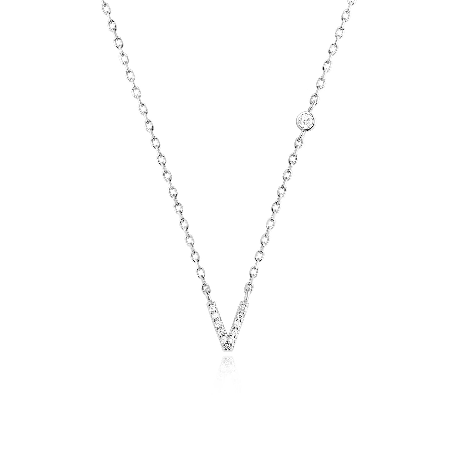 VEWANT New 925 Sterling Silver Monogram Initial Letter A M Pendant Long Chain Necklace Crystal Fine Jewelry Luxury Fine Jewelry