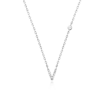 VEWANT New 925 Sterling Silver Monogram Initial Letter A M Pendant Long Chain Necklace Crystal Fine Jewelry Luxury Fine Jewelry