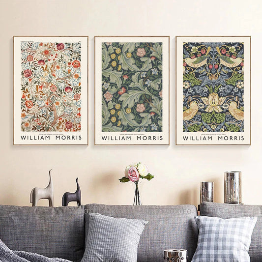 Vintage Plants Wall Decor Painting Modern Retro Flower Leave Birds Canvas Art Poster for Bedroom Living Room Decor Aesthetic