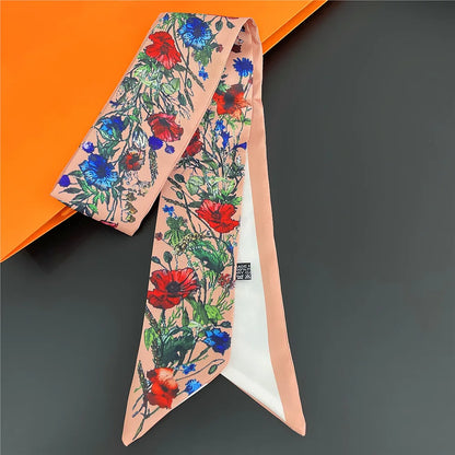 2024 New Luxury Brand Scarf Tarot Women Scarf Bag Hair Skinny Silk Scarves Design Foulard Neckerchief Headband For Ladies