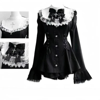 Japanese Style Lolita 2 Piece Set Y2k Mini Skirt Woman Harajuku Sweet Kawaii Print Dress Tops Korean Fashion Elegant Dress
