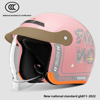 Electric Vehicle Motorcycle Warm Half Helmet, Certified Windproof, Unisex Four-season Safety Helmet