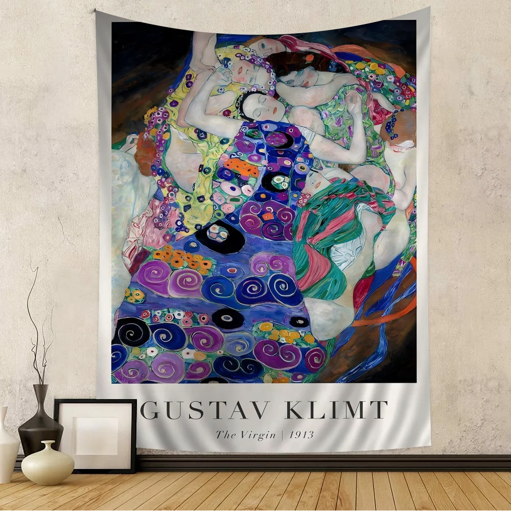 Gustav Klimt Flower Garden Sunflowers Cartoon Tapestry Art Science Fiction Room Home Decor Art Home Decor