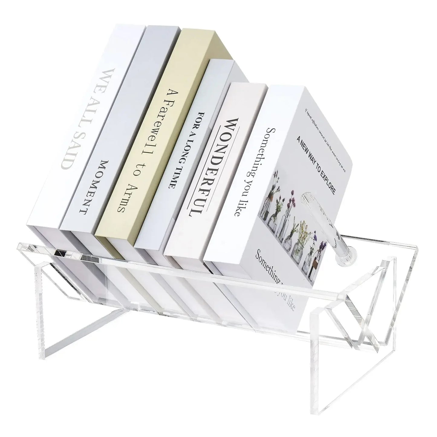 Acrylic Desktop Bookcase Book Storage Organizer Shelf Bookshelves Clear Modern Tabletop book magazine Rack for Office Home