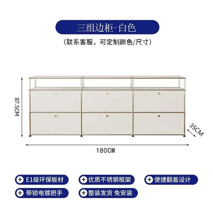 Storage Cabinet Sideboards Cabinet Shelf Module Modular DIY TV Stand Living Room Furniture Stainless Steel Vintage Frame