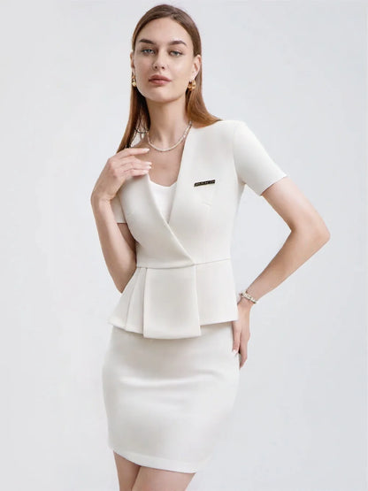 Women's Business Suits Summer Short Sleeve OL Style Office Formal Professional Work Wear Set with Skirt And Tops Career Outfit
