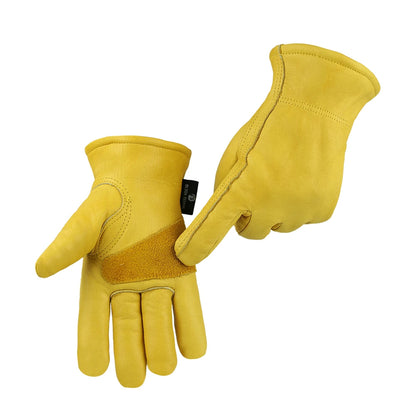 Winter Leather Work Gloves Cowhide Leather Gloves Fleece Lined Working Gloves Men Safety Work Gloves Construction Gloves for Men