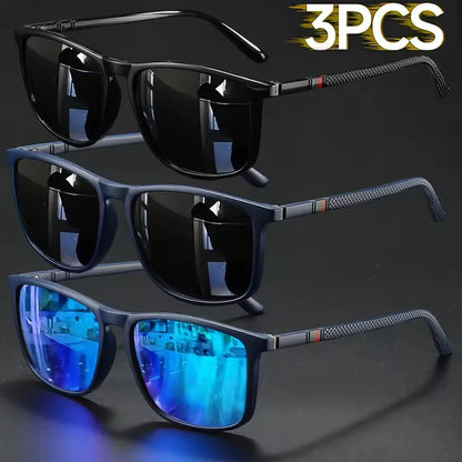 2/3pcs Luxury Square Vintage Cycling Sunglasses Men Women Fashion Travel Driving Fishing Sun Glasses Male Eyewear UV400