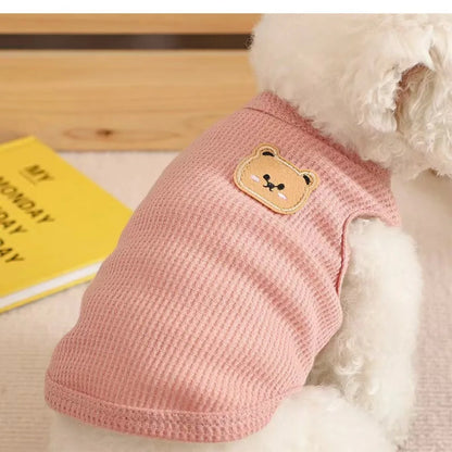 Cute Waffle Dog Clothes Breathable Solid Color Pet Cat Clothing Thin Sweat-absorbent Dog Vest