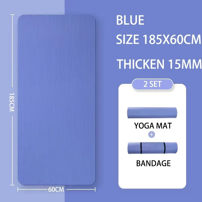15mm Thick Yoga Mat Anti Slip Environmental Sports Fitness Mat NBR Comfortable Foam Yoga Mat for Family Exercise Yoga Pilates