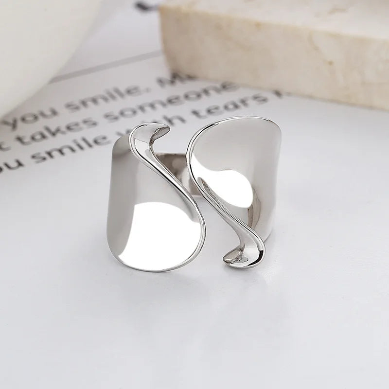 925 Sterling Silver Rings for Women Couple Minimalist Handmade Simple BIg Ring Party Jewelry Gift Prevent Allergy