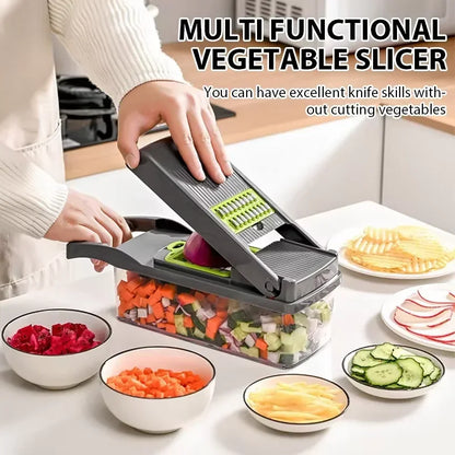 Pro-Series 16-in-1 Vegetable Chopper, Dewpeton Mandoline Slicer, Veggie Chopper, Food Chopper with Container, Vegetable Cutter