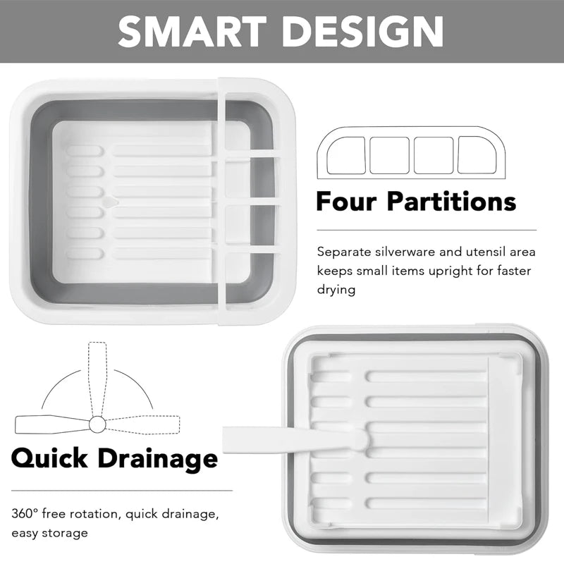 Kitchen Foldable Dish Rack  Storage Holder Drainer Bowl Tableware Plate Portable Drying Rack Home Dinnerware Dish Rack Organizer
