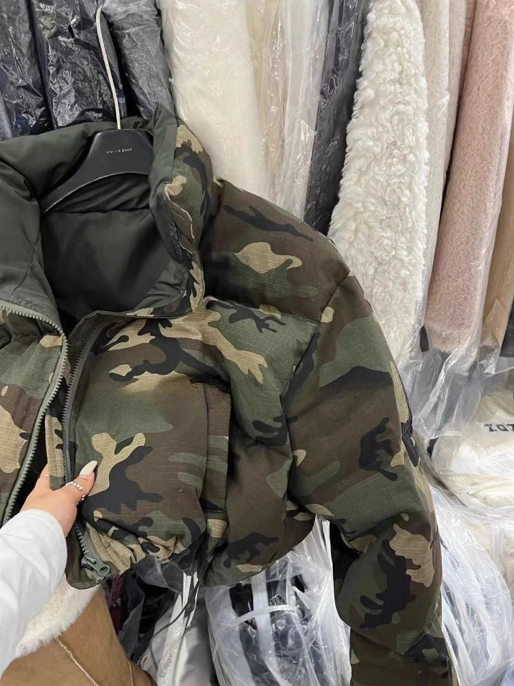 Fashion Trend Camouflage Coat Cotton Clothing Women's Winter New Thick Jacket Vintage Punk Short Coat Women Chic Parkas