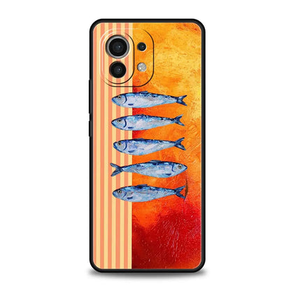 Phone Case Cover for Xiaomi Mi 17 15 14 13 12 11 Ultra 15T 14T 13T 12T 11T Pro Lite 5G Soft TPU Capas Funny Fish Sardines Laser
