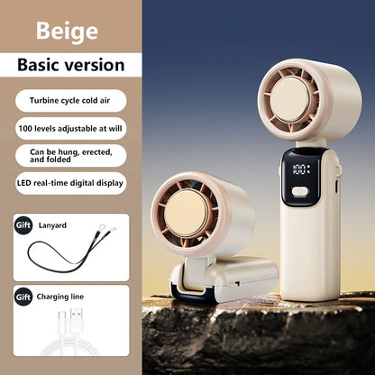 Lenovo Ice Compress Handheld Fan Portable Outdoor Usb Digital Display Folding Refrigeration High Speed Violent Turbine Small Fan