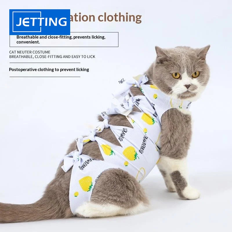 Pet Neutering Suit Cat Postoperative Recovery Anti Licking Clothing Adjustable Cat Wound Protective Clothes Pet Supplies