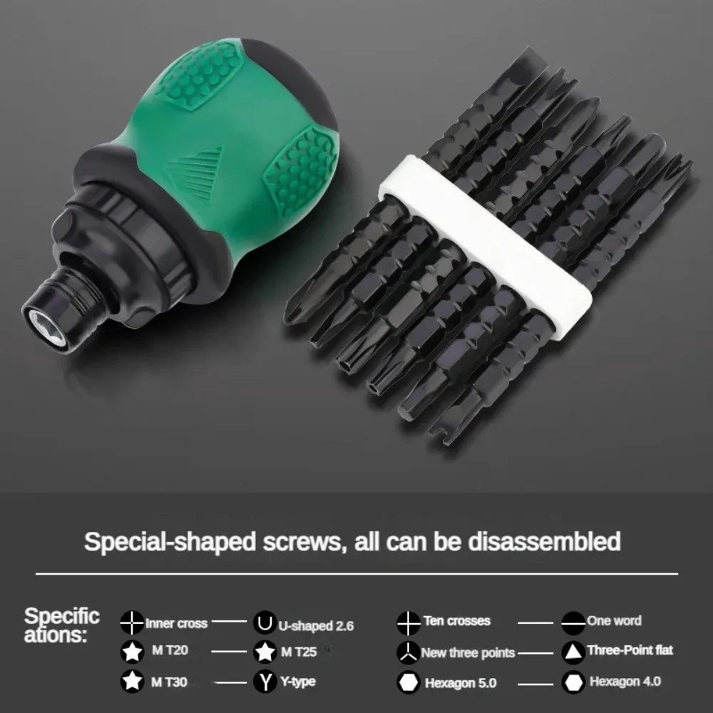 TUOSEN Ratchet One Word Screwdriver Sets Manual Magnetic Phillips Slotted Telescopic Double Head Screw Driver Bits Repair Tools