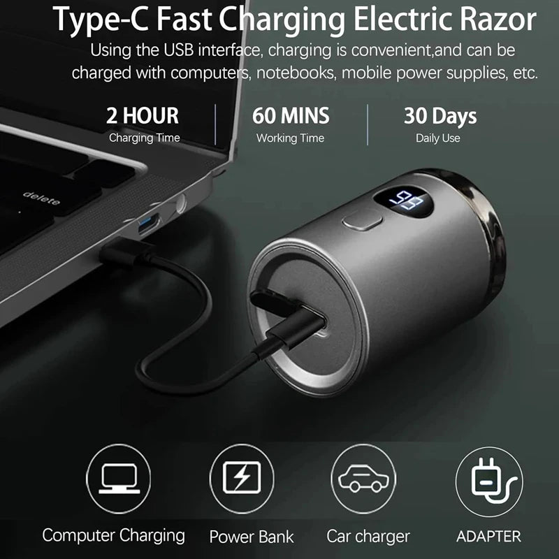 1 electric shaver, mini portable facial electric shaver, rechargeable dry wet dual-use men's shaver, car travel office shaver