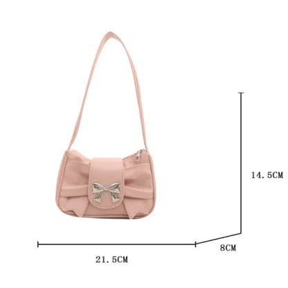 PU Leather Trendy Bow Shoulder Bag Handbag Casual Underarm Bag Daily Commuting Bags Lady Banquet Bag Business Women's Bags