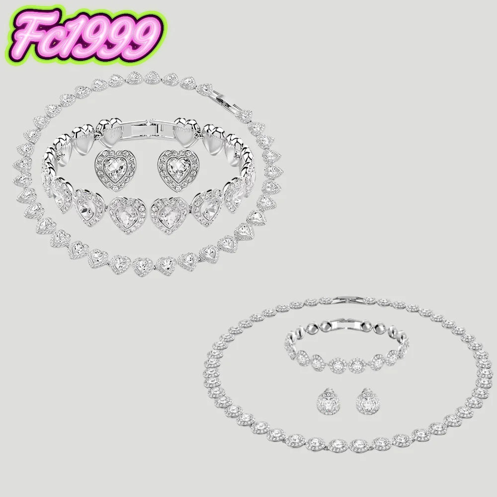 Top selling Round Jewelry Set, charms Earrings,Bracelet,Necklace, For Daily, Party, And Banquet Decor Wedding jewelry