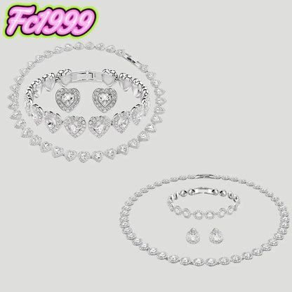 Top selling Round Jewelry Set, charms Earrings,Bracelet,Necklace, For Daily, Party, And Banquet Decor Wedding jewelry