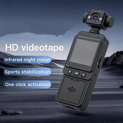 2K WiFi Gimbal Action Camera, 360° Rotatable Lens, Clip-On Wearable Body Cam with Night Vision for Sports Vlogging Cycling