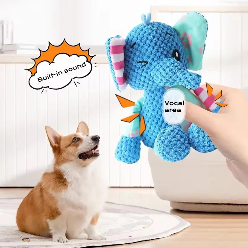 Cute Cartoon Animal Pet Plush Squeaky Toy Bite Resistant Interactive Dog Chew Toy Teeth Grinding Cleaning Training Supplies