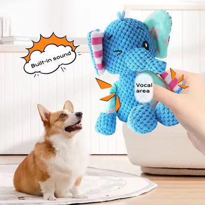 Cute Cartoon Animal Pet Plush Squeaky Toy Bite Resistant Interactive Dog Chew Toy Teeth Grinding Cleaning Training Supplies