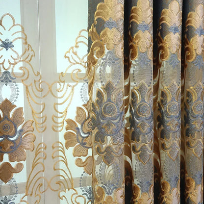 European-style curtains for living room dining room bedroom Chenille luxury high-end blackout embroidery extravagance retro new