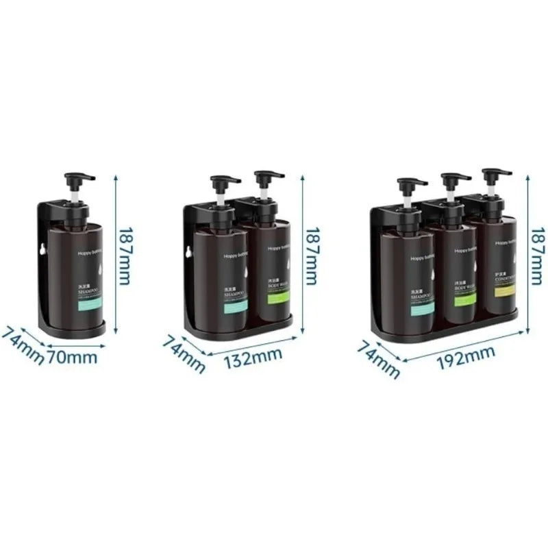 Soap Dispenser Set No Drill Wall Mounted 3 Chamber Shampoo Shower Gel Liquid Soap Dispenser for Bathroom Hotel Commercial Use