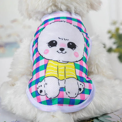 Cartoon Print Pet Clothes for Small Dogs Summer Quick Drying Kitten T Shirt Non Wrinkle Yorkshire Vest  Colorfast Pet Clothing