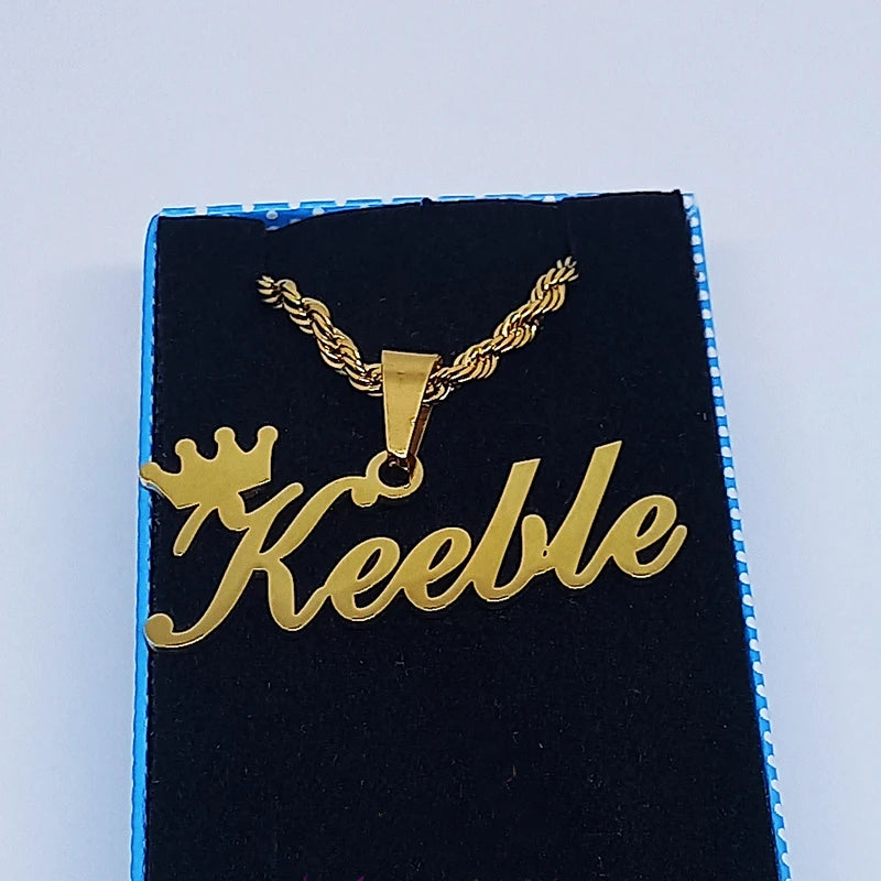 Custom Movable Big Name Pendant Necklace Stainless Steel Cuban Chain Nameplate Personalized Necklace For Women Fashion Jewelry