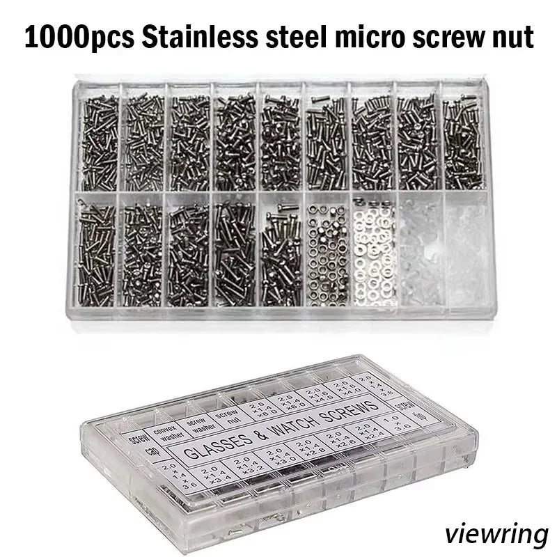 Screw Kit For Glasses, Nose Holder, Frame Nut, Spacer For Glasses Without Frame, Accessories, Box Of 18 Screws Specification
