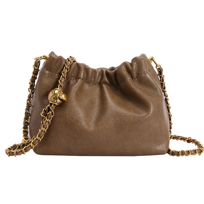 Women's chain shoulder bag PU leather crossbody bag handbag all casual pleated vagabonds bag women's fashion purse