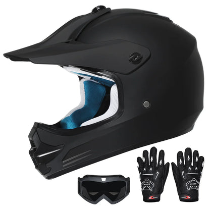 Kids Motocross Helmet with Motocross Goggles and Gloves Child Motorcycle Off-Road Helmets for Dirt Bikes ATVs Quads