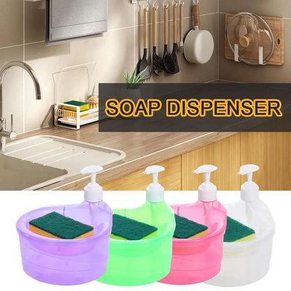 Soap Dispenser Bottle With Sponge for Detergent Liquid Kitchen Dish Soap Dispenser Kitchen Sponge Dispenser Manual Soap Pump