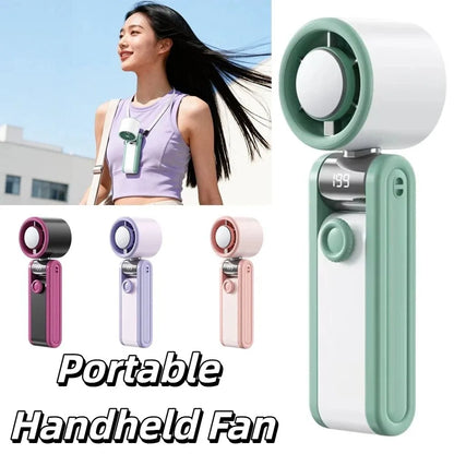 Foldable Design Portable Handheld Fan Portable Quiet Mini Pocket Fan Digital Display Silent Operation Desktop Fan Handheld Use