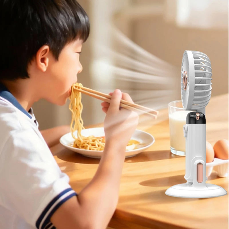 Portable Handheld Fan For Student Adjustable Desk Fan with Base Multifunction Foldable Travel Mini Fans Outdoor Stroller Fans