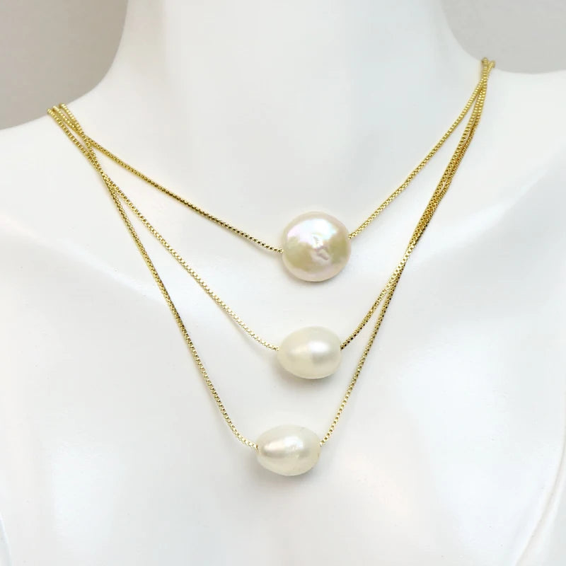 10 Pcs Box Chain Necklace Natural Pearls pendant necklace  long necklace Elegant jewelry Women necklace 90088