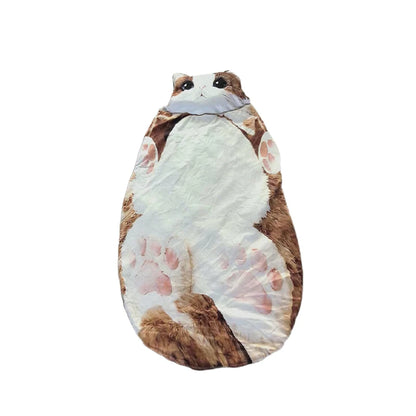 Cartoon Flat Cat Print Washable Sleeping Bag Home  Outdoor Camping Picnic Portable Multi-purpose Blanket Cute Accessories Gifts