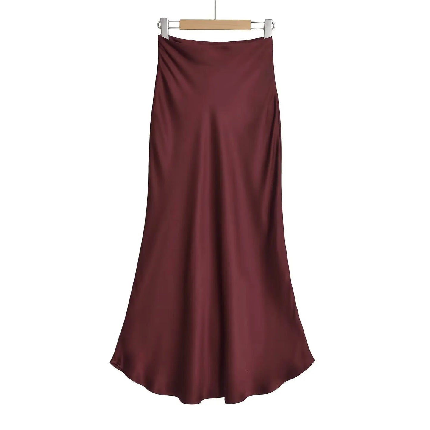 KADUWAKI Summer Long Black Satin Skirts Spring Straight Maxi Champagne Skirts Elegant Women Satin Silk Skirts Long Brown 니트 스커트