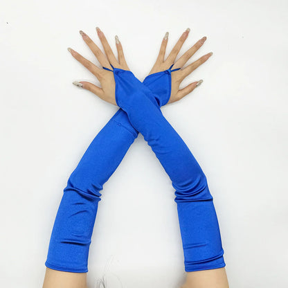 Ladies' Gloves, Long Hook-Finger Tinted Gloves, Ball Gloves, Bride's Wedding Dress Gloves, Sun-Protective Fashion Gloves C101