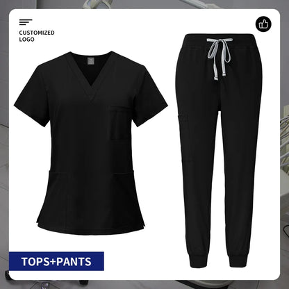 Pet Grooming Institution Surgical Workwear Scrubs Medical Nursing Uniform Customizable Logo Hospital Jogger Clothes with Pocket