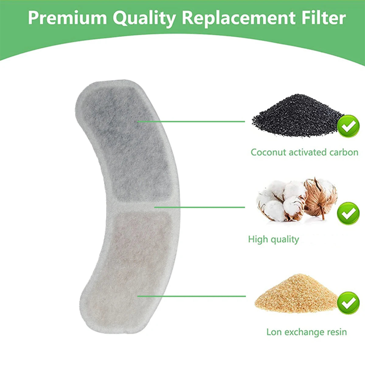 12/6set Filters Element Replaced Activated Carbon Filter Cat Water Fountain  Accessories Replacement Resin Resin Filter Element