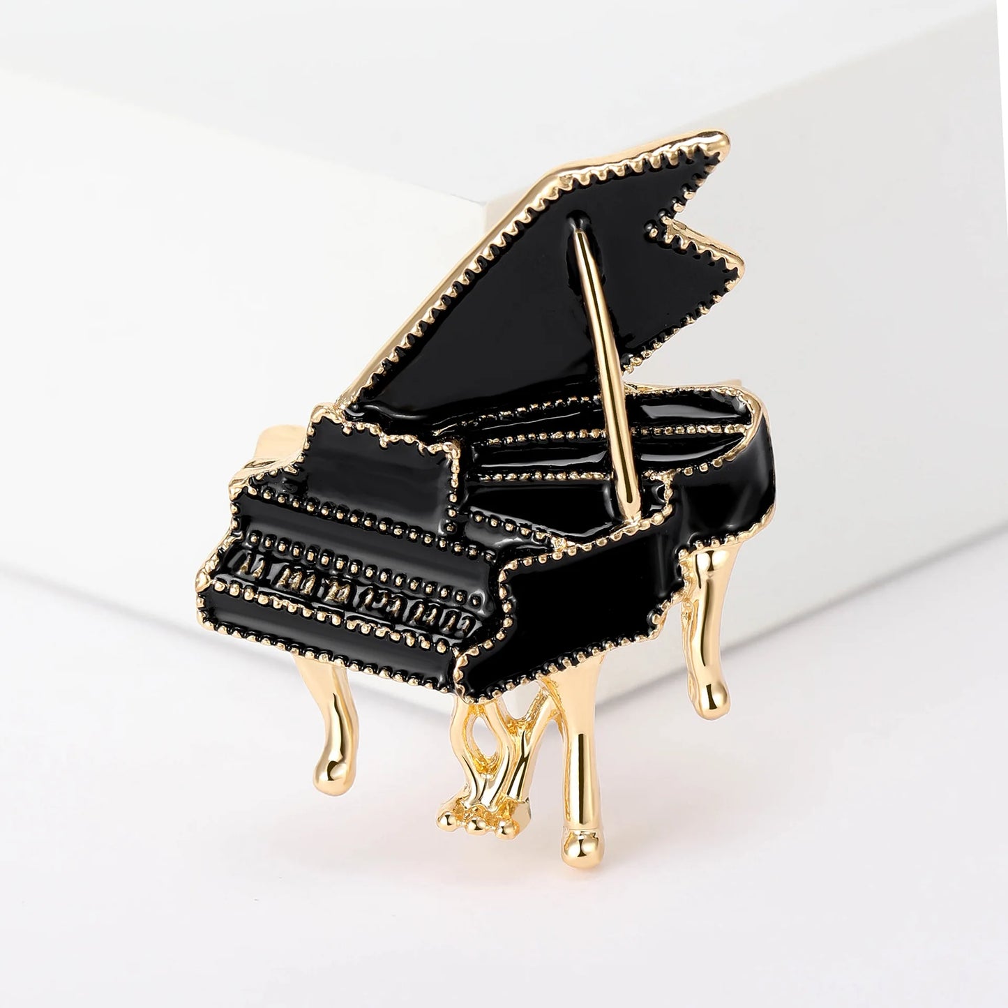 Classic Black Enamel Piano Brooches For Women Unisex Exquisite Alloy Instruments Music Party Brooch Pins Fashion Jewelry Gifts
